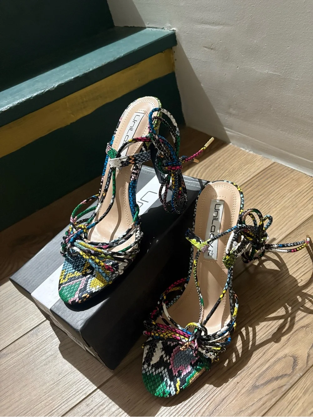 Multicolor Braided Strappy High Heel Sandals - Women